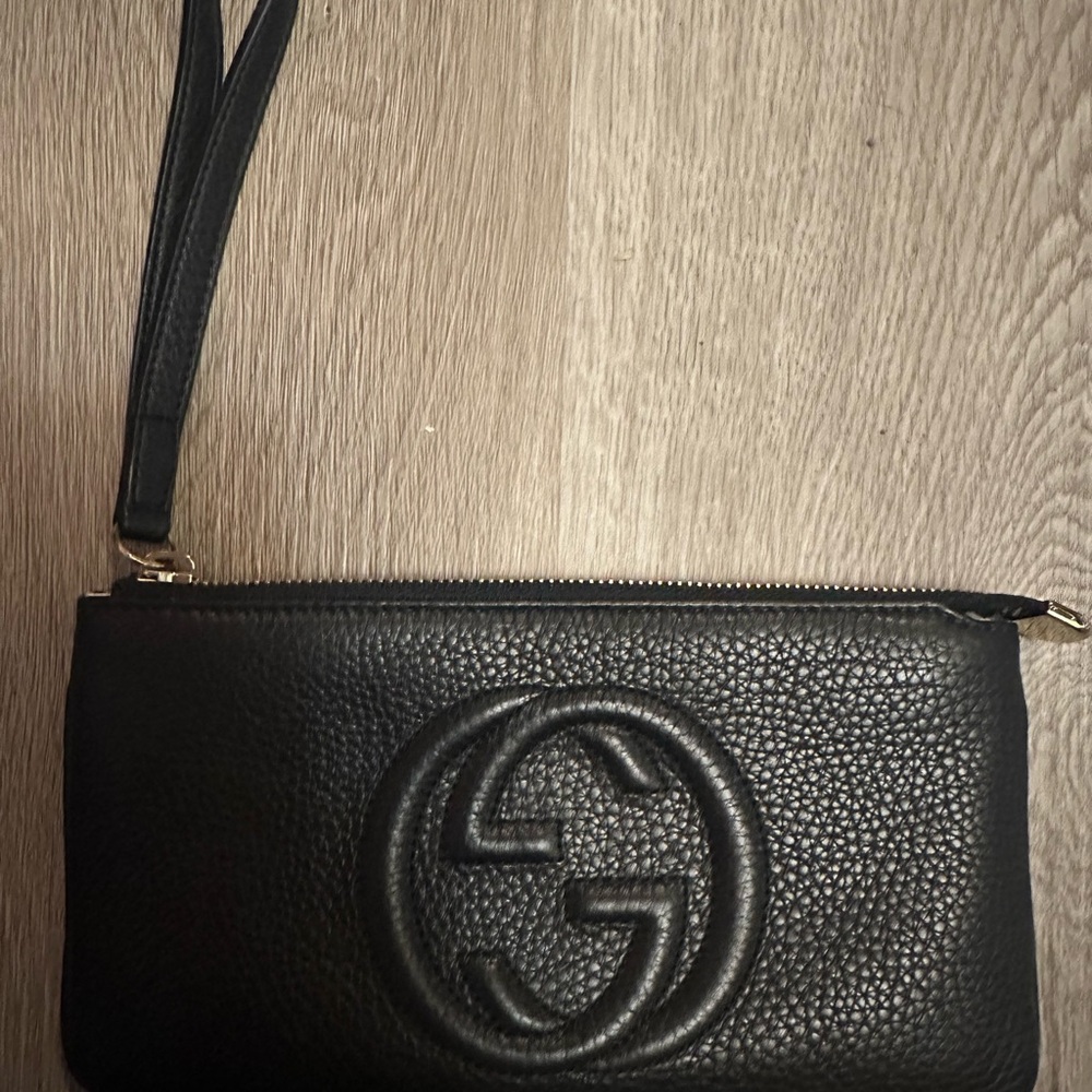 Gucci Black Leather Wristlet